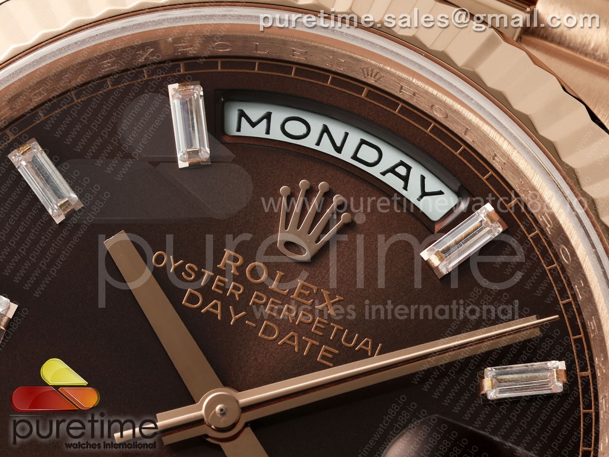 DayDate 40 RG QF 904L Steel Brown Crystal Dial on President Bracelet VR3255 V8 (Gain Weight)