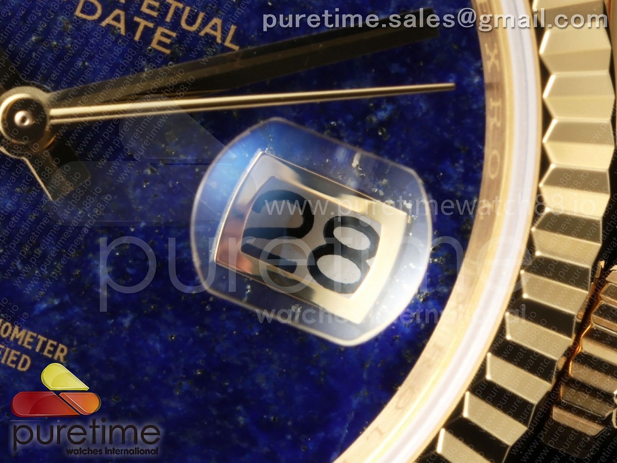 Day Date 36 YG RAF Blue Lapis Dial Fluted Bezel on YG Bracelet A2836