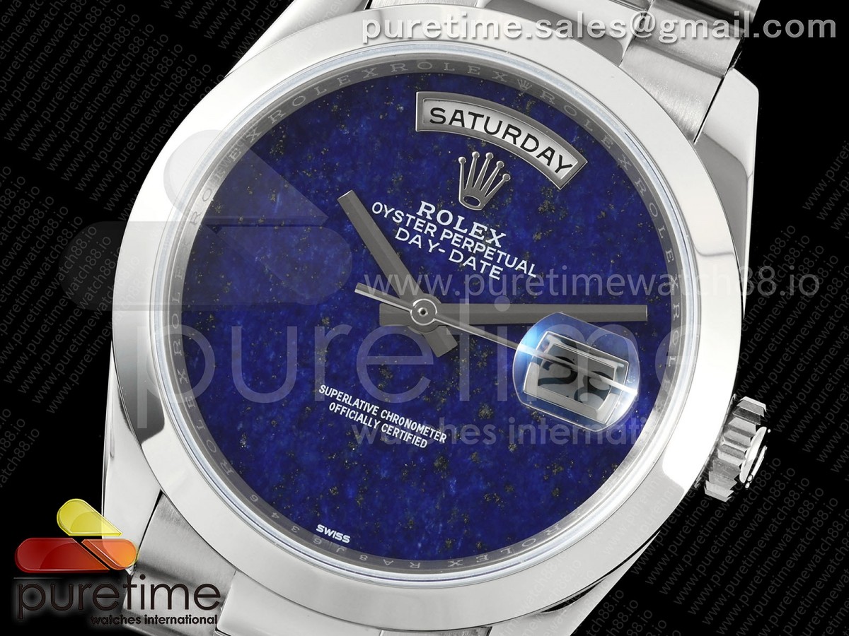 Day Date 36 SS RAF Blue Lapis Dial polished Bezel on SS Bracelet A2836