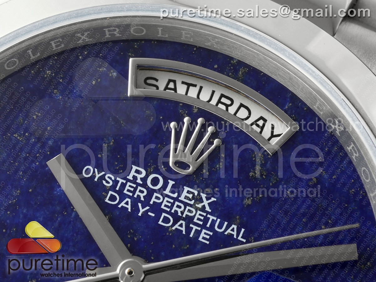 Day Date 36 SS RAF Blue Lapis Dial polished Bezel on SS Bracelet A2836