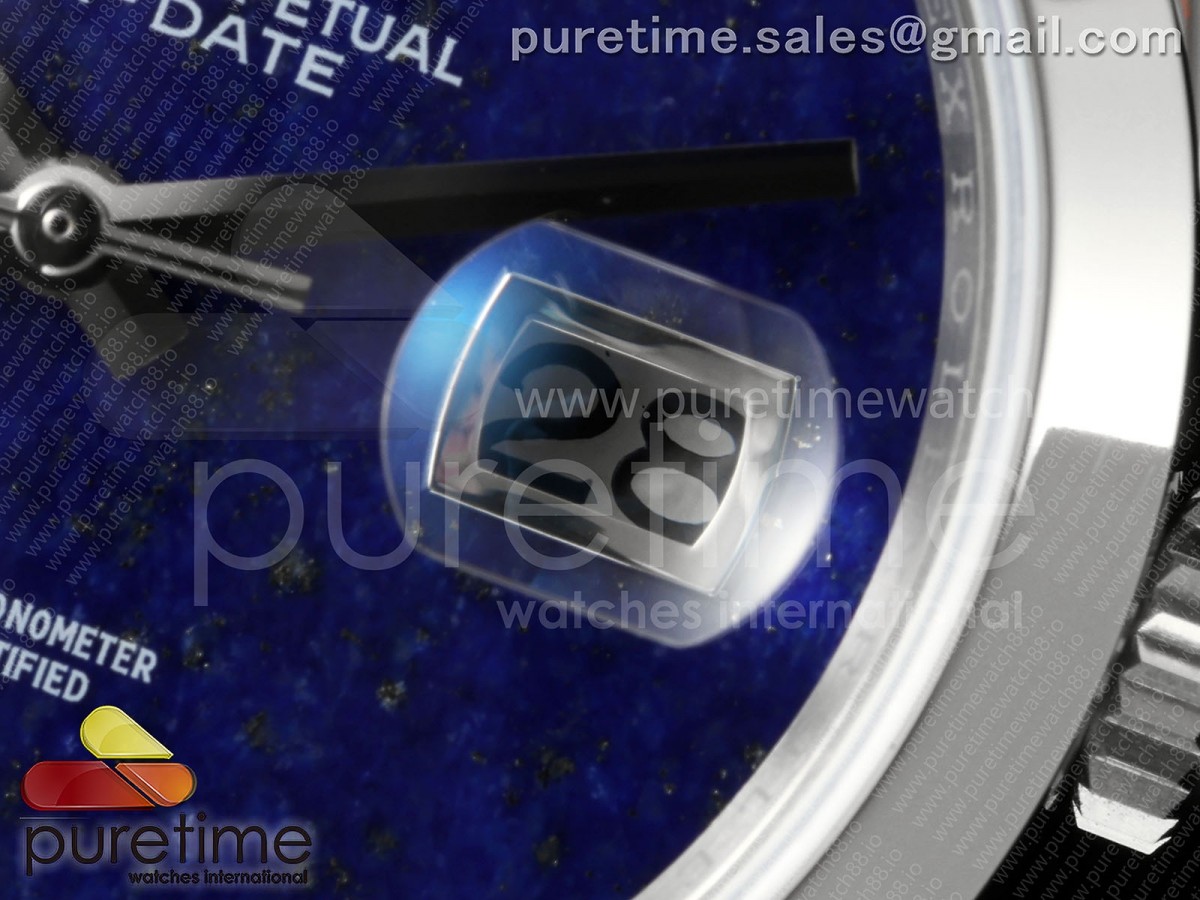 Day Date 36 SS RAF Blue Lapis Dial polished Bezel on SS Bracelet A2836
