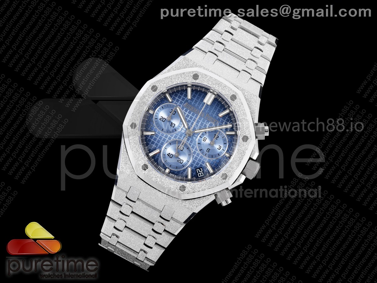 Royal Oak Chrono 26240 Frosted SS DDF Ice Blue Dial on Bracelet DD4401 (SW Dial)