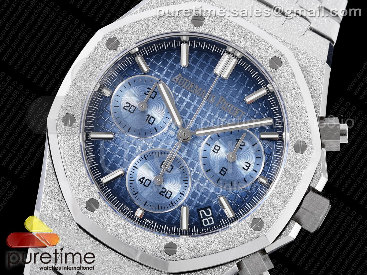Royal Oak Chrono 26240 Frosted SS DDF Ice Blue Dial on Bracelet DD4401 (SW Dial)
