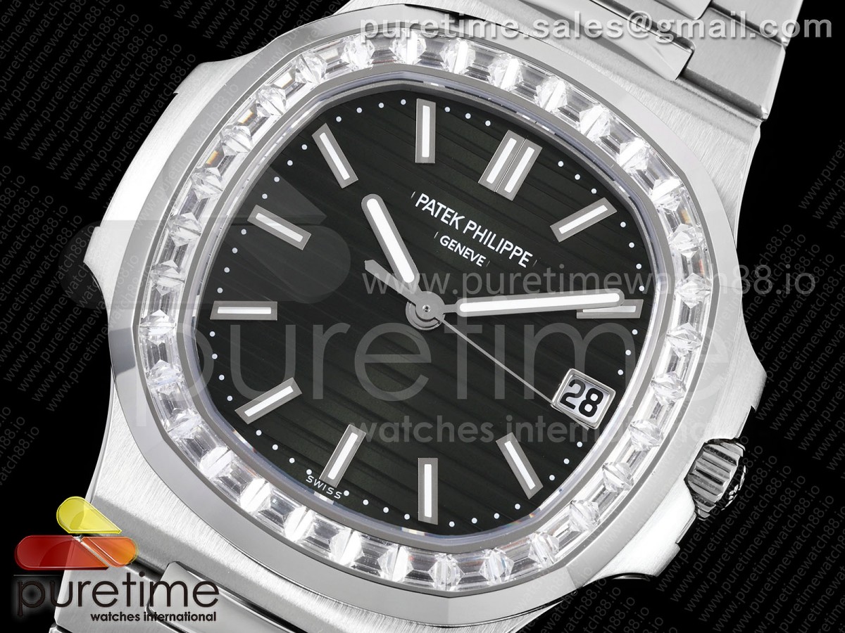 Nautilus 5711 DDF Green Dial Diamonds Bezel on SS Bracelet DD330