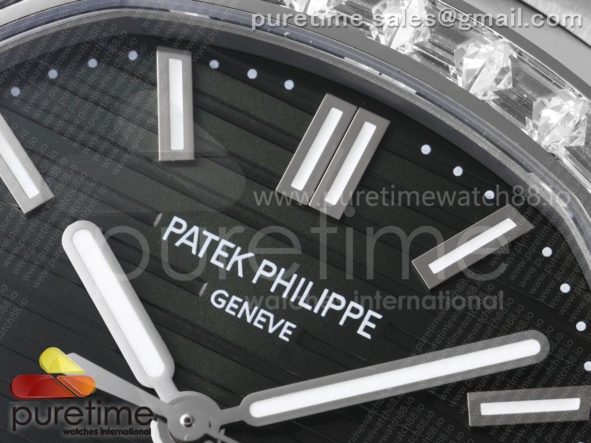 Nautilus 5711 DDF Green Dial Diamonds Bezel on SS Bracelet DD330