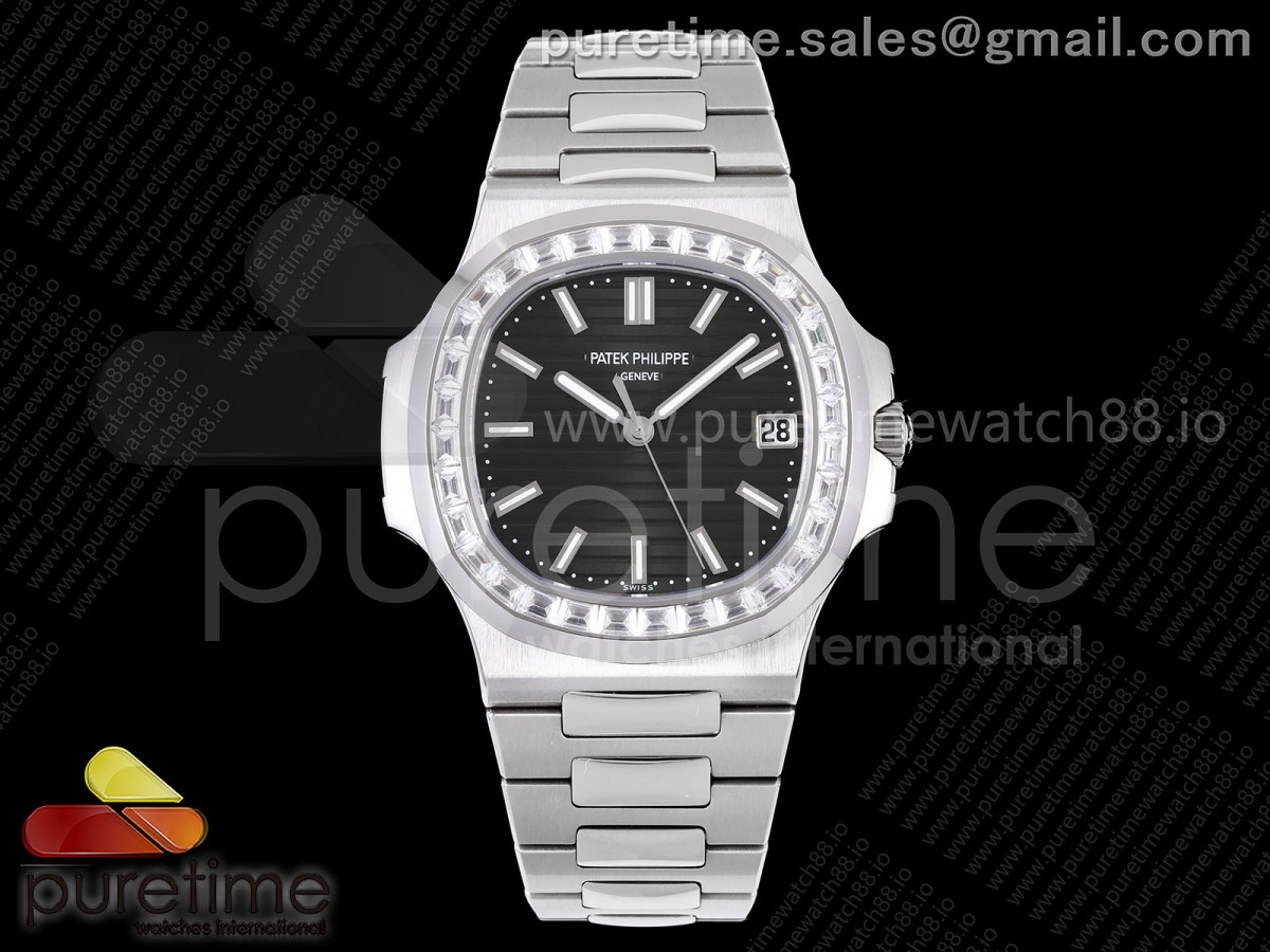 Nautilus 5711 DDF Green Dial Diamonds Bezel on SS Bracelet DD330