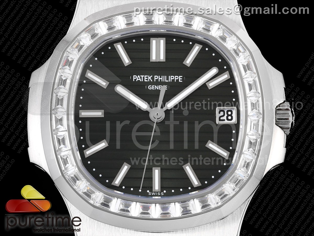 Nautilus 5711 DDF Green Dial Diamonds Bezel on SS Bracelet DD330