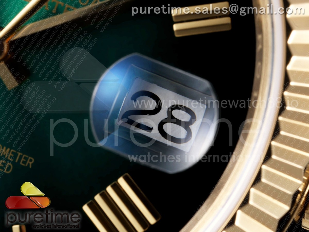 Day Date 40 YG TMF Green Ombre Roman Dial on President Bracelet VR3255