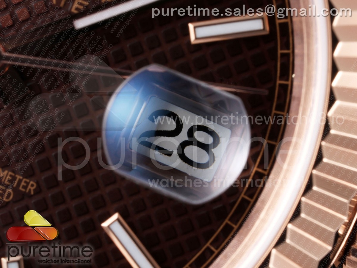 Day Date 40 RG TMF Brown Textured Stick Dial on President Bracelet VR3255
