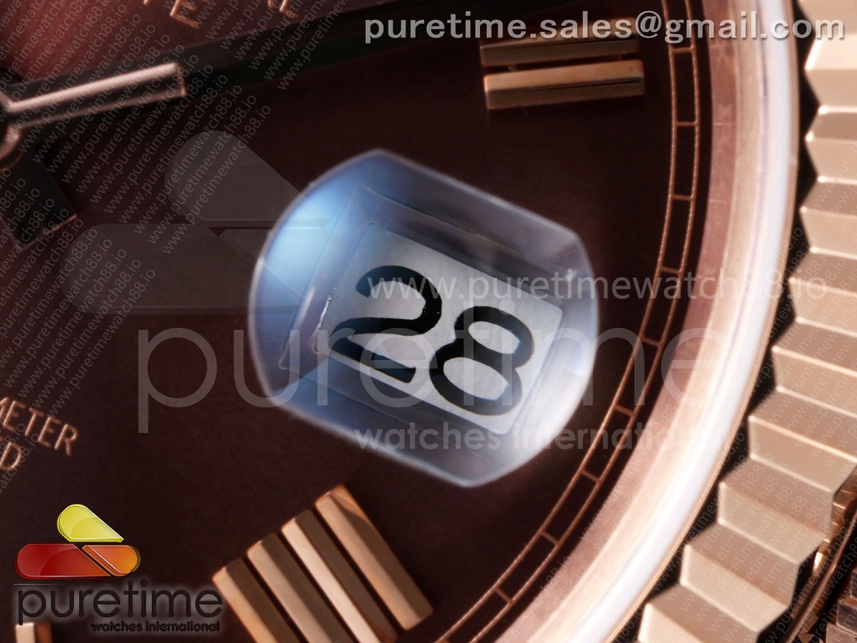 Day Date 40 RG TMF Brown Roman Dial on President Bracelet VR3255