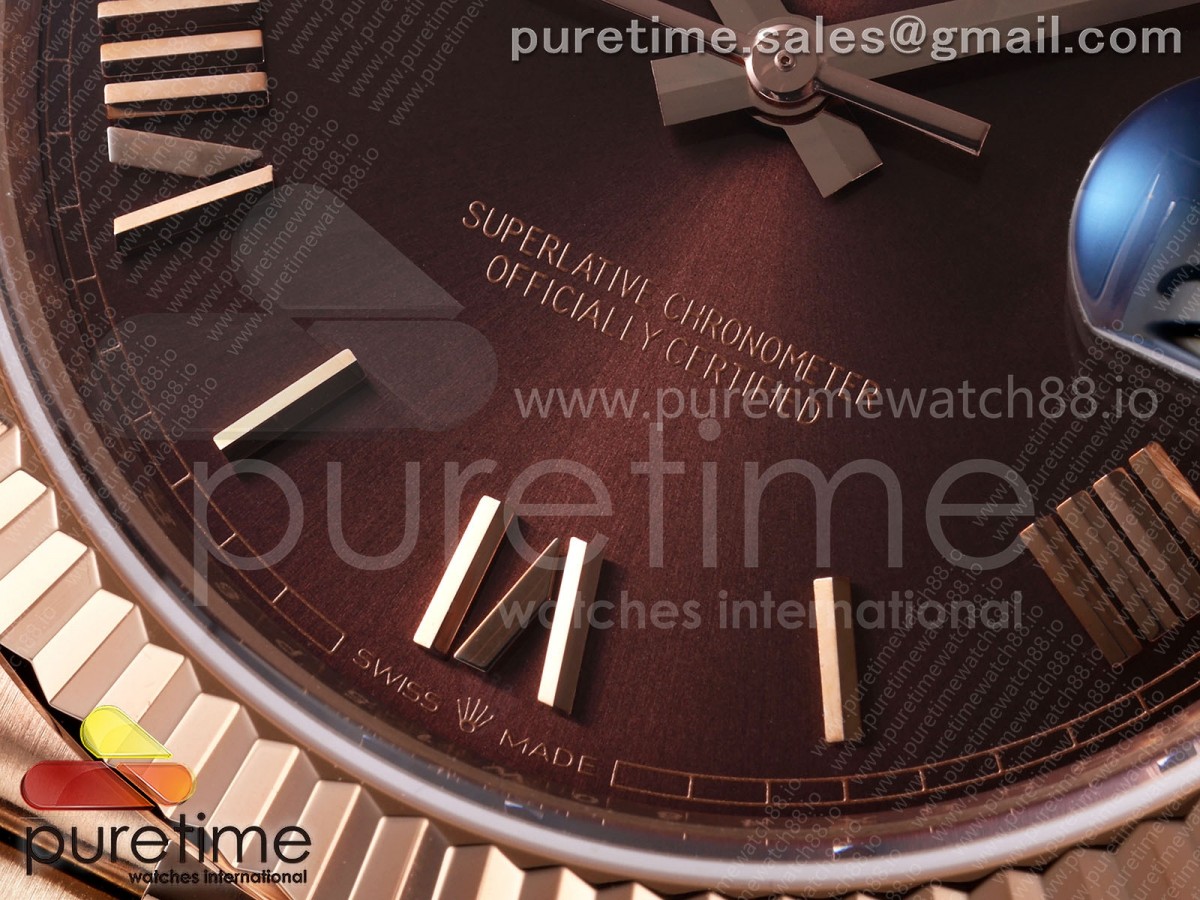 Day Date 40 RG TMF Brown Roman Dial on President Bracelet VR3255