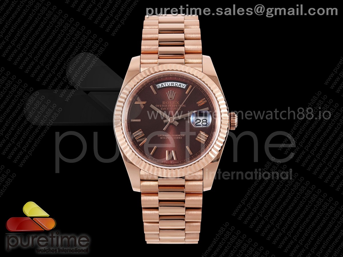 Day Date 40 RG TMF Brown Roman Dial on President Bracelet VR3255