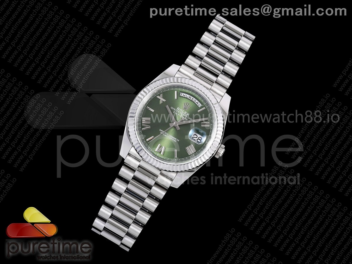 Day Date 40 SS TMF Green Roman Dial on President Bracelet VR3255