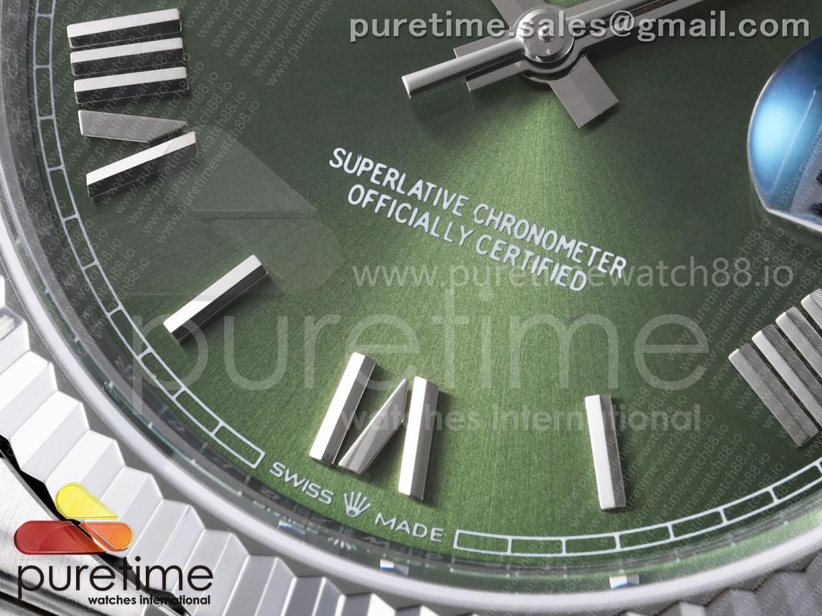 Day Date 40 SS TMF Green Roman Dial on President Bracelet VR3255