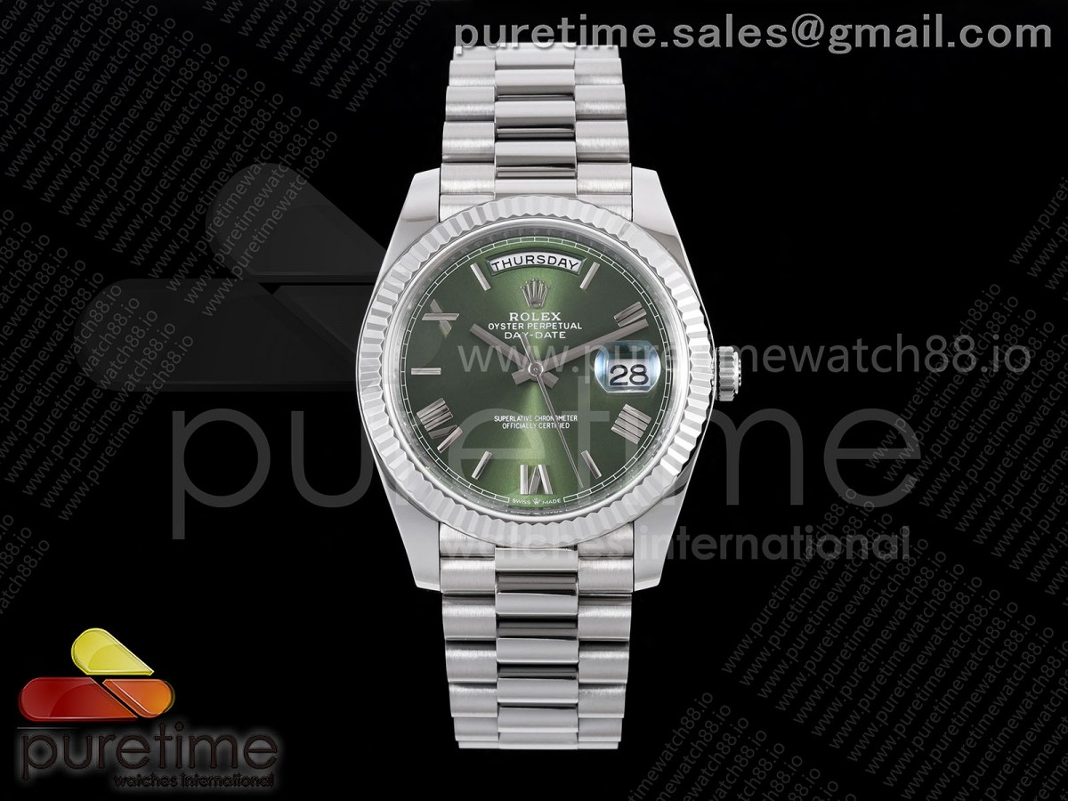 Day Date 40 SS TMF Green Roman Dial on President Bracelet VR3255