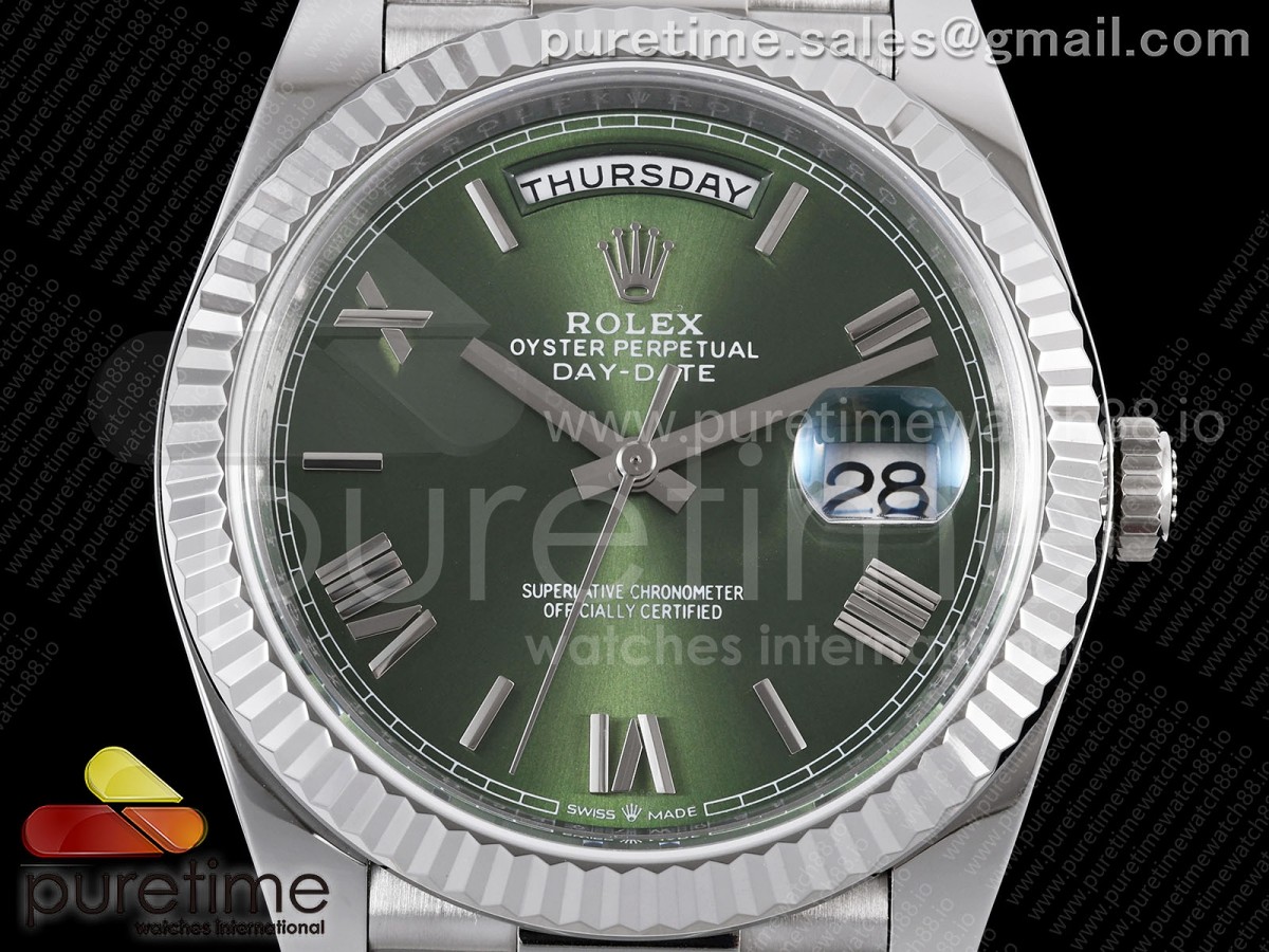 Day Date 40 SS TMF Green Roman Dial on President Bracelet VR3255