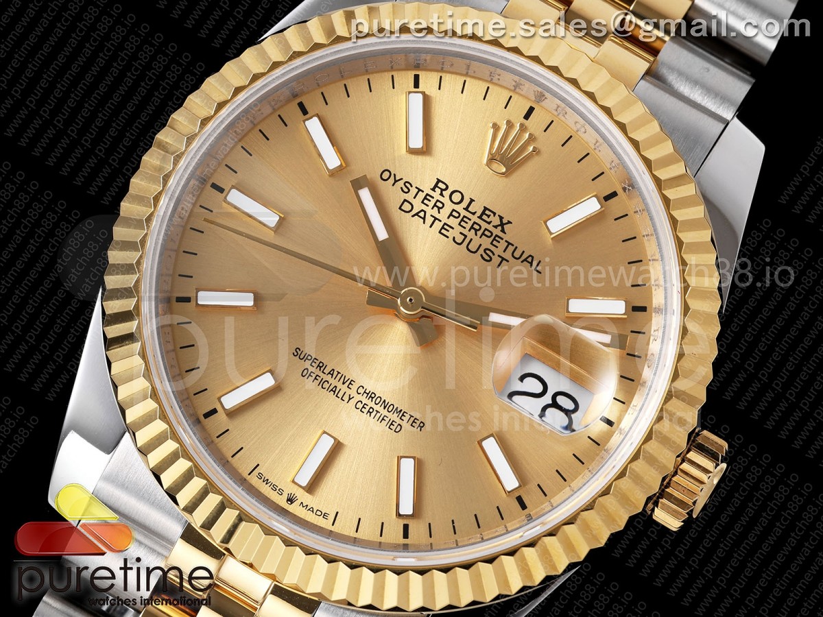 DateJust 36 126233 QF YG Stick Dial on Jubilee Bracelet QF3235