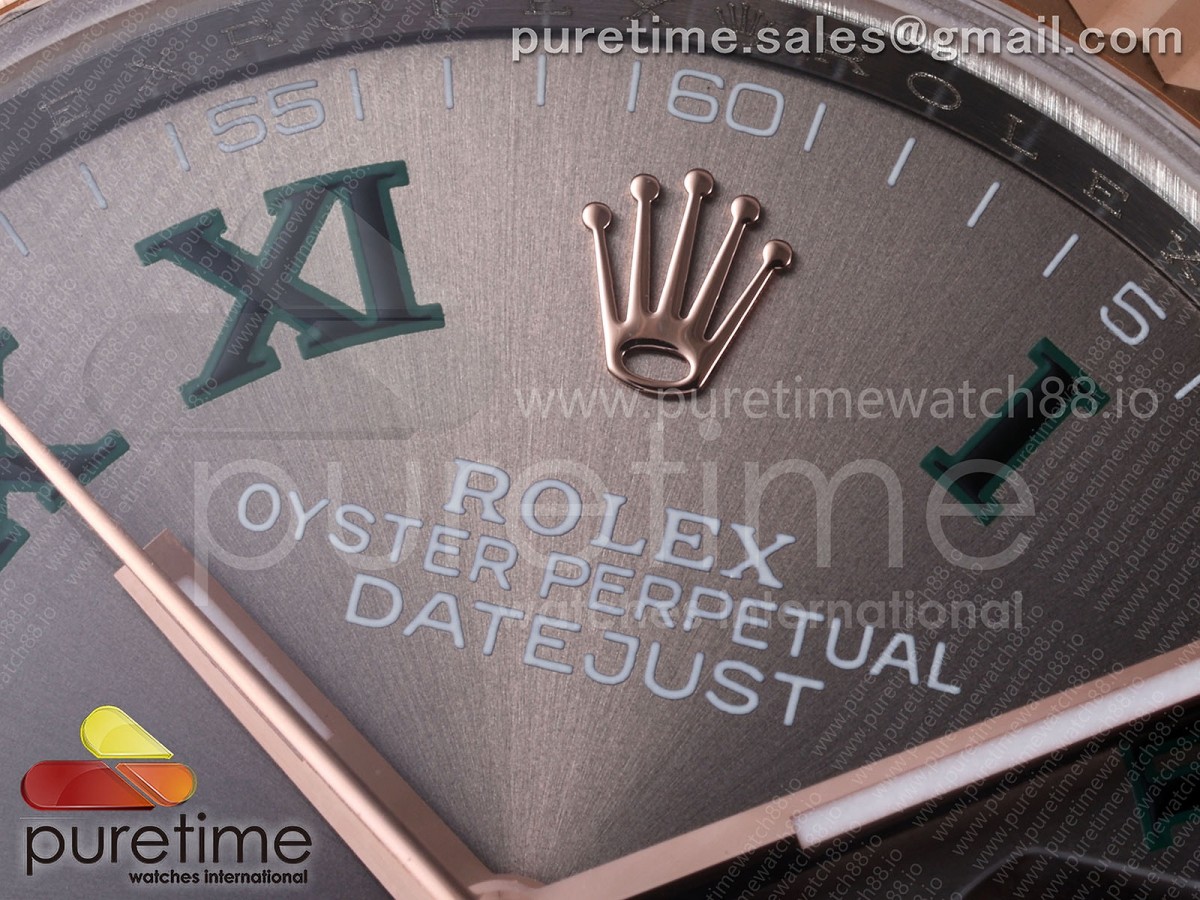 DateJust 36 126231 QF Gray Dial Green Roman on Jubilee Bracelet QF3235