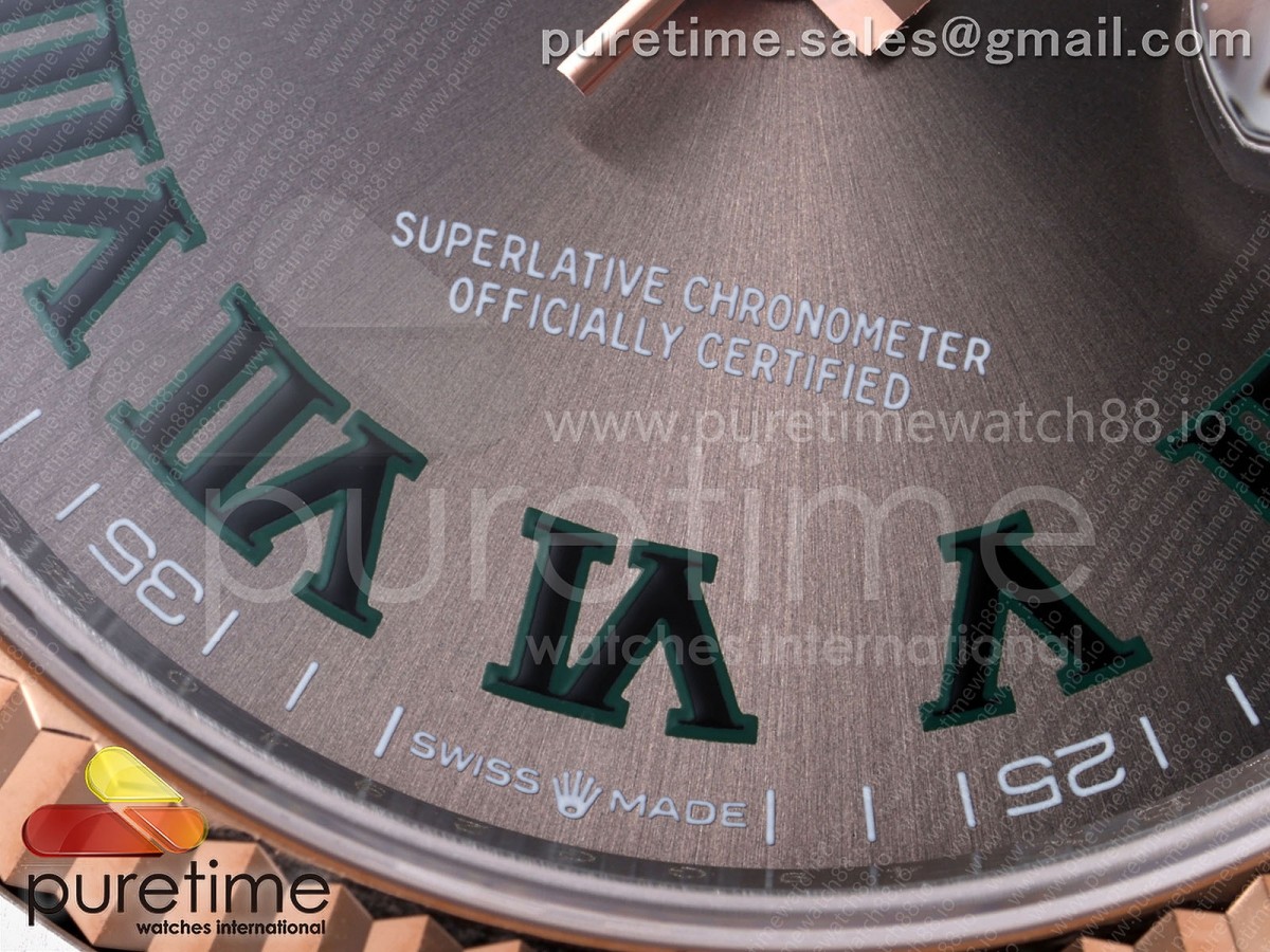 DateJust 36 126231 QF Gray Dial Green Roman on Jubilee Bracelet QF3235