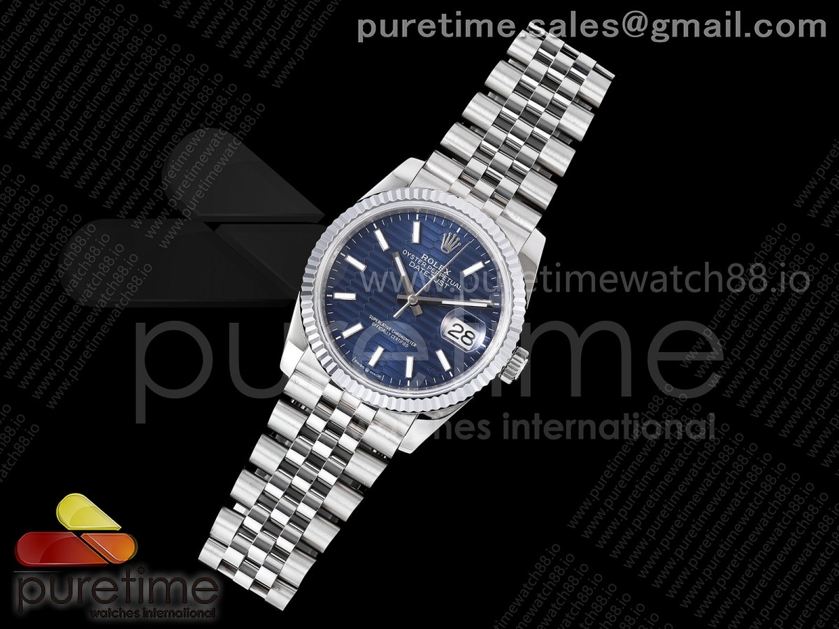 DateJust 36 126234 QF Blue Textured Stick Dial on Jubilee Bracelet QF3235