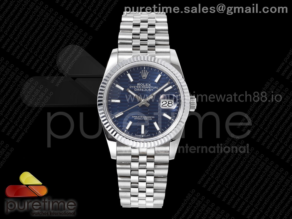 DateJust 36 126234 QF Blue Textured Stick Dial on Jubilee Bracelet QF3235