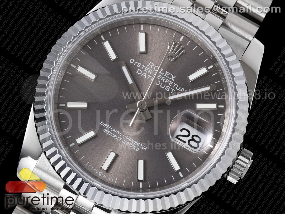 DateJust 36 126234 QF Gray Stick Dial on Jubilee Bracelet QF3235