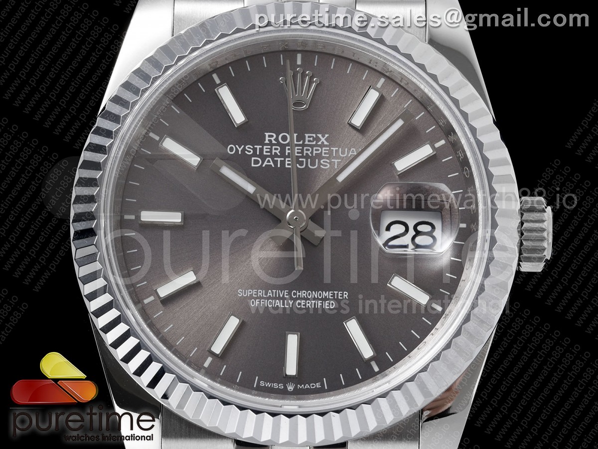 DateJust 36 126234 QF Gray Stick Dial on Jubilee Bracelet QF3235