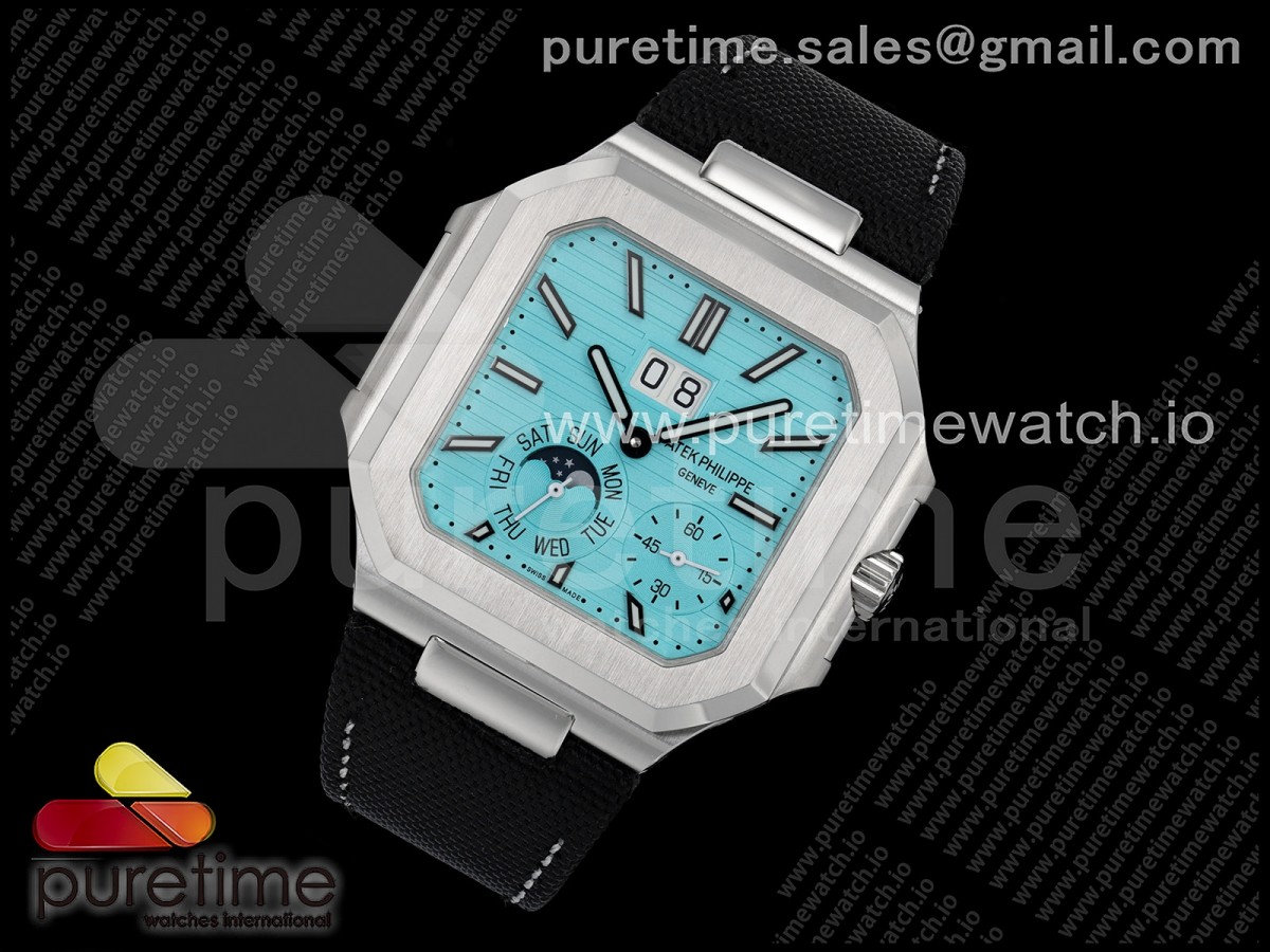Cubitus 5822 SS 2F Tiffany Blue Dial on Black Fabric Strap A240