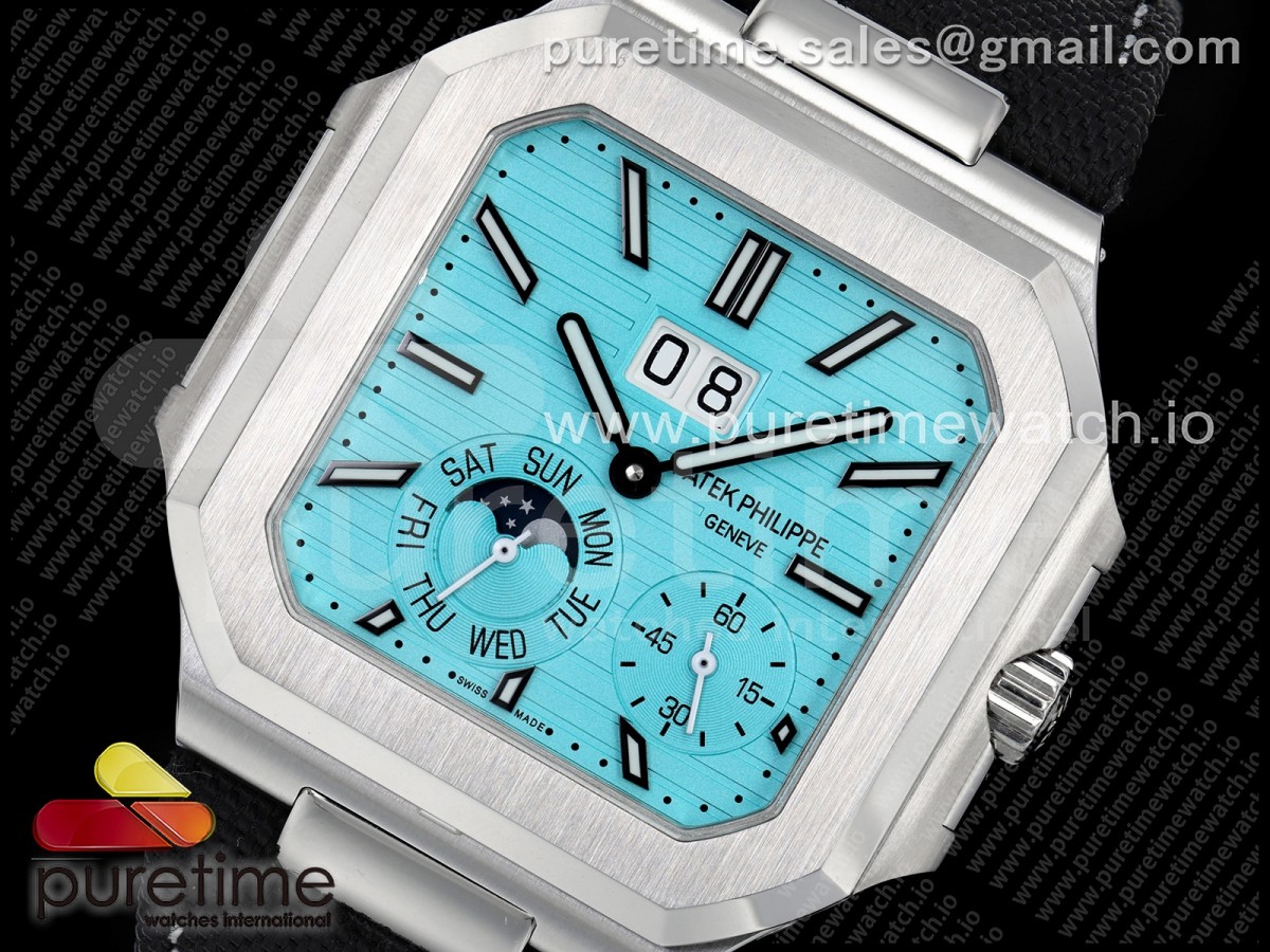 Cubitus 5822 SS 2F Tiffany Blue Dial on Black Fabric Strap A240