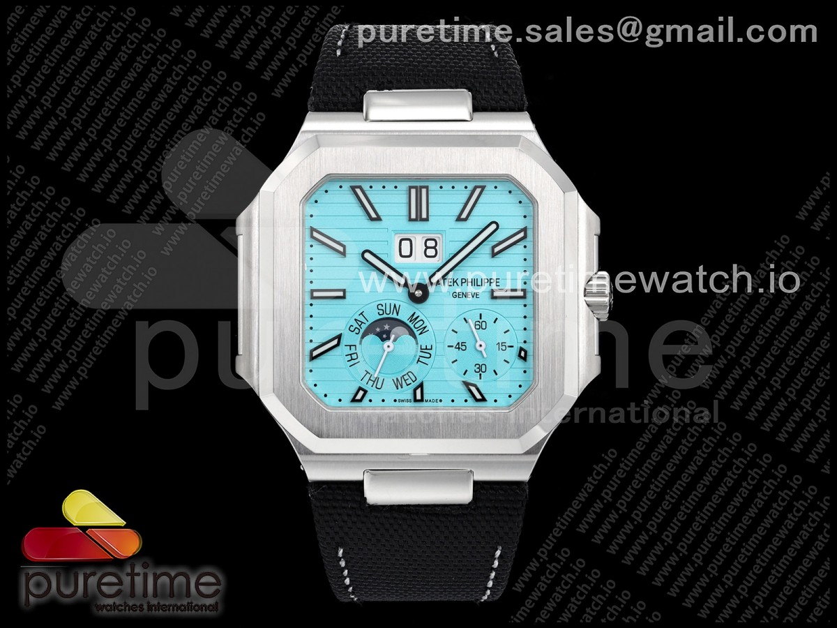Cubitus 5822 SS 2F Tiffany Blue Dial on Black Fabric Strap A240