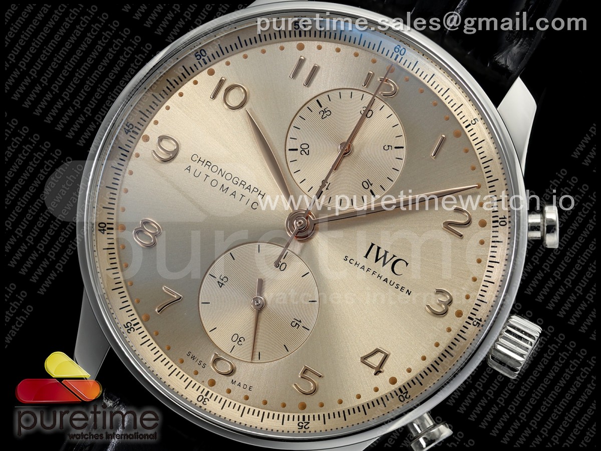 Portugieser Chrono IW371624 APSF Best Edtion Gold Dial on Black Leather Strap DD69355