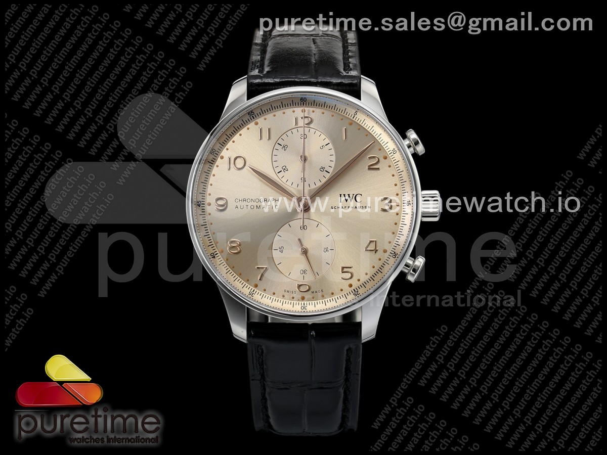 Portugieser Chrono IW371624 APSF Best Edtion Gold Dial on Black Leather Strap DD69355