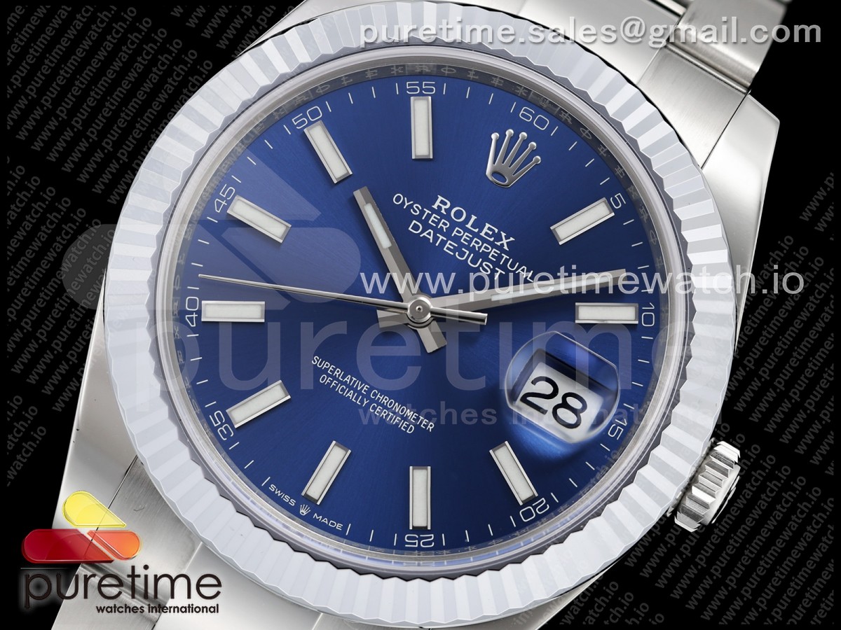 DateJust 41 126334 SEEK 904L Steel Blue Stick Dial on Oyster Bracelet VR3235