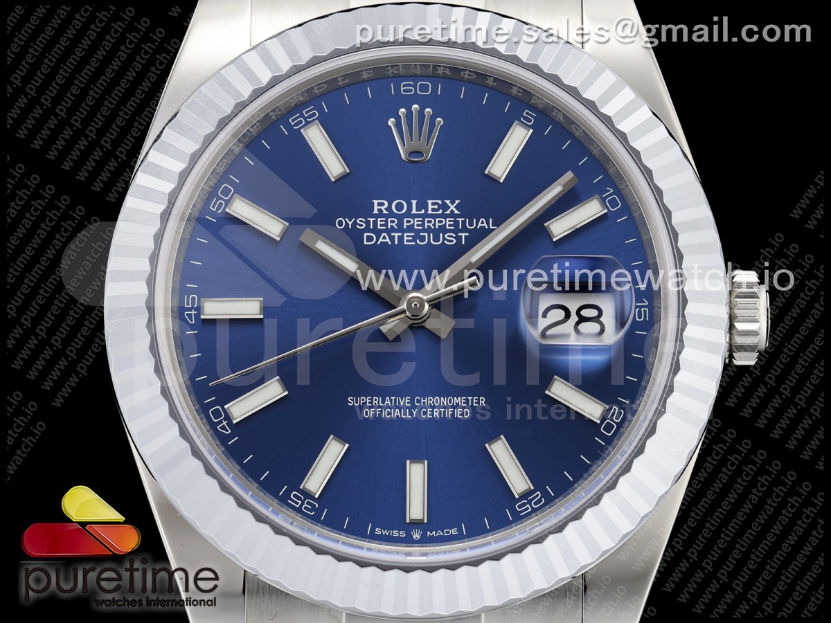 DateJust 41 126334 SEEK 904L Steel Blue Stick Dial on Oyster Bracelet VR3235