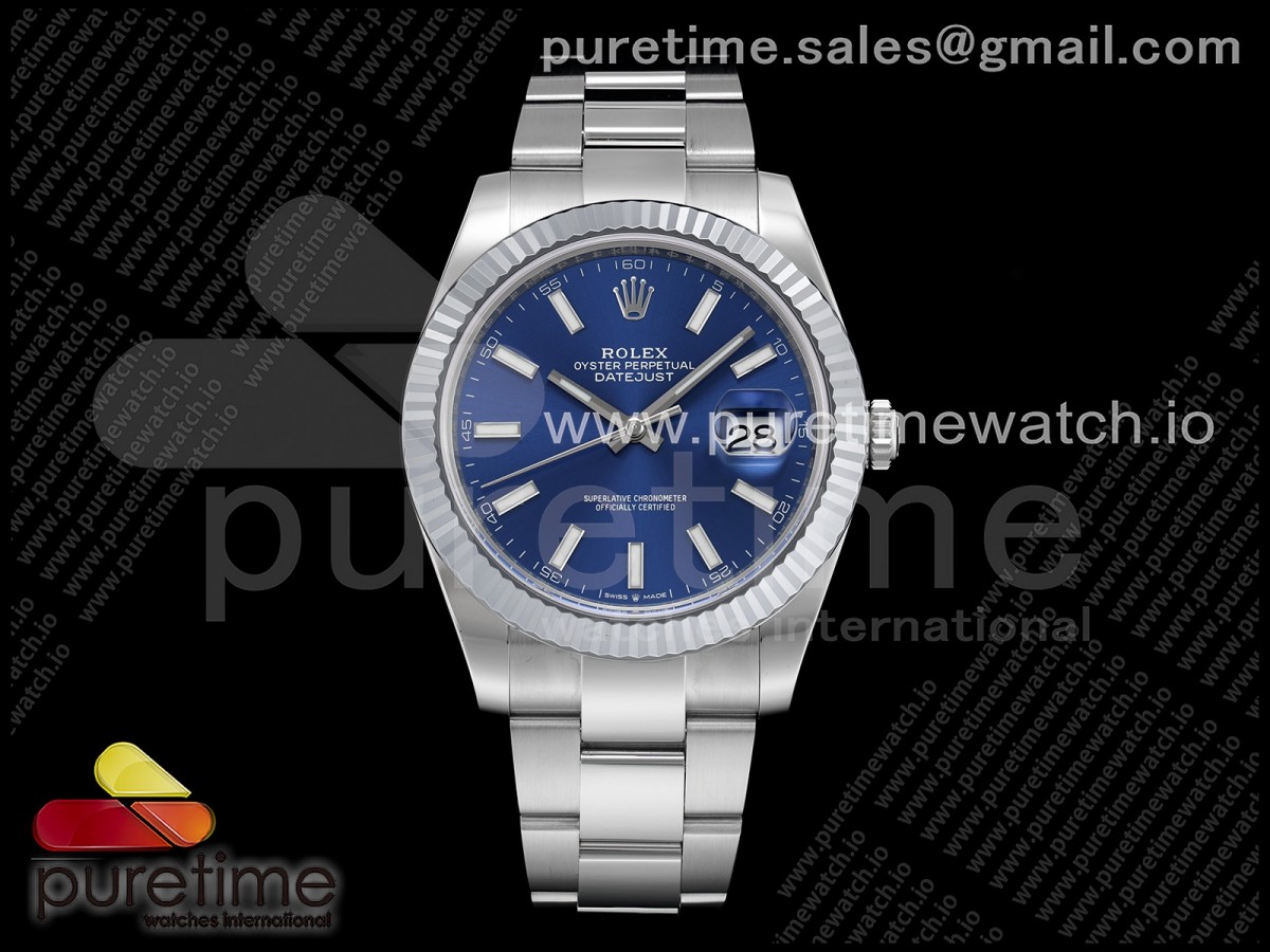 DateJust 41 126334 SEEK 904L Steel Blue Stick Dial on Oyster Bracelet VR3235