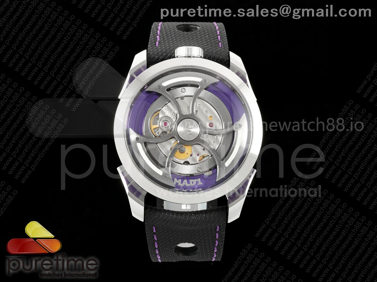 MB&F M.A.D.1.Purple SS K1F on Black Leather Strap Miyota 821A