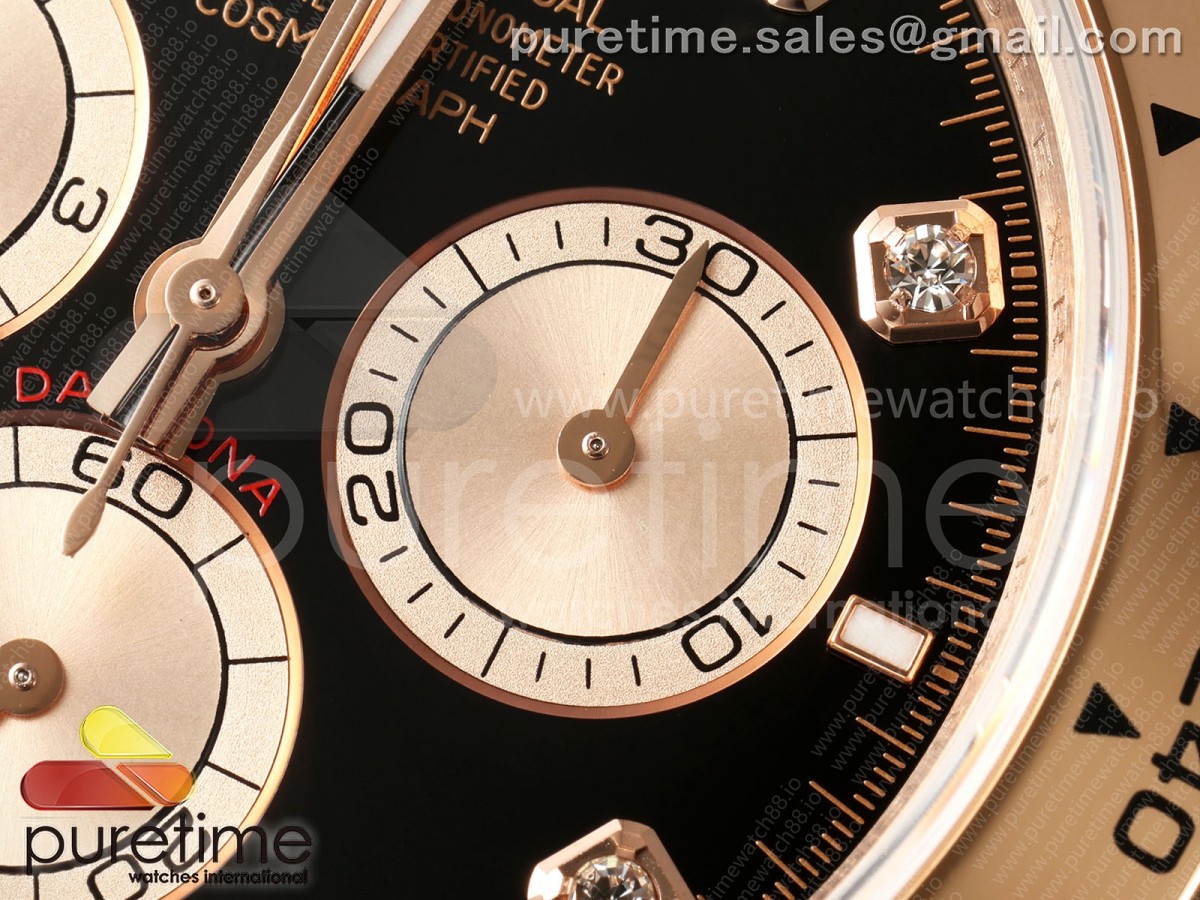 Daytona 126505 QF Black/RG Diamonds Dial on RG Bracelet JH4131 (Free Sprung) V18