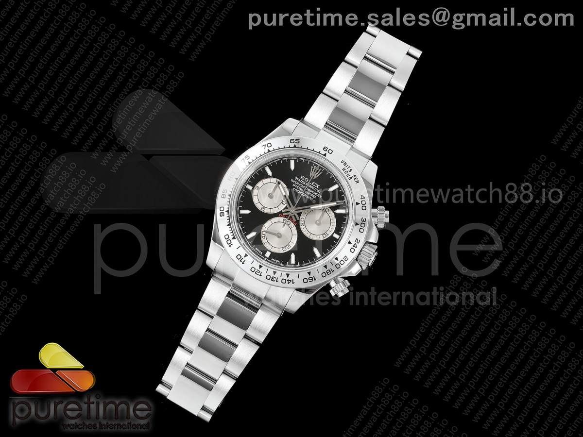 Daytona 126509 QF Black/Silver Dial on SS Bracelet JH4131 (Free Sprung) V18