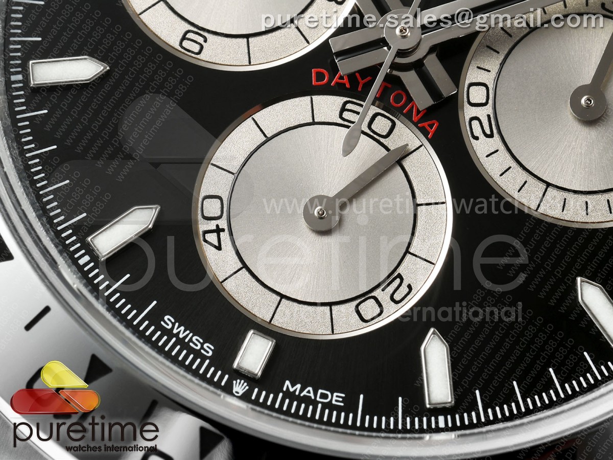 Daytona 126509 QF Black/Silver Dial on SS Bracelet JH4131 (Free Sprung) V18