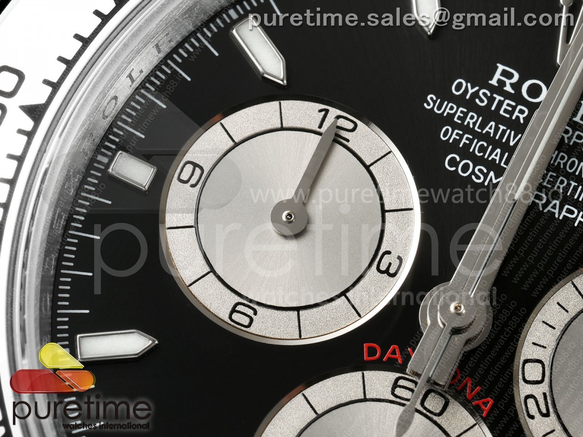 Daytona 126509 QF Black/Silver Dial on SS Bracelet JH4131 (Free Sprung) V18