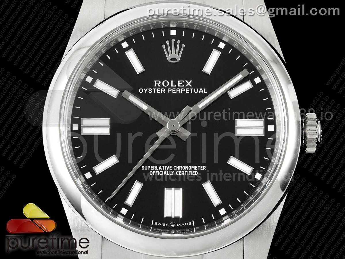 Oyster Perpetual 124300 41mm Clean Plus 904L Steel Black Dial DD3230