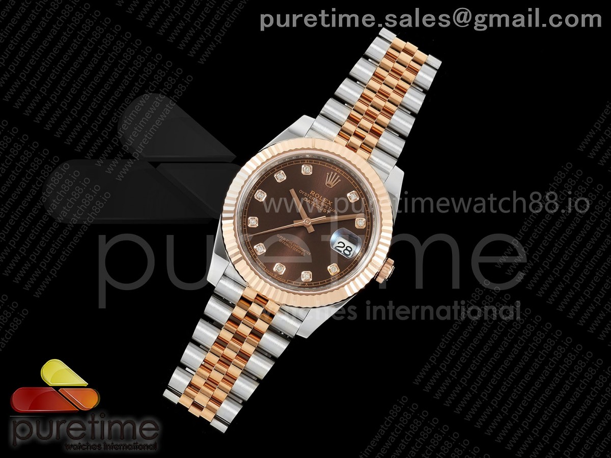 DateJust 41 126331 SS/RG RCF Brown Diamonds Dial on Jubilee Bracelet JH3235