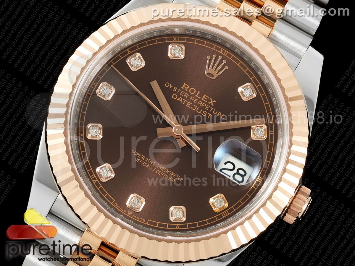 DateJust 41 126331 SS/RG RCF Brown Diamonds Dial on Jubilee Bracelet JH3235