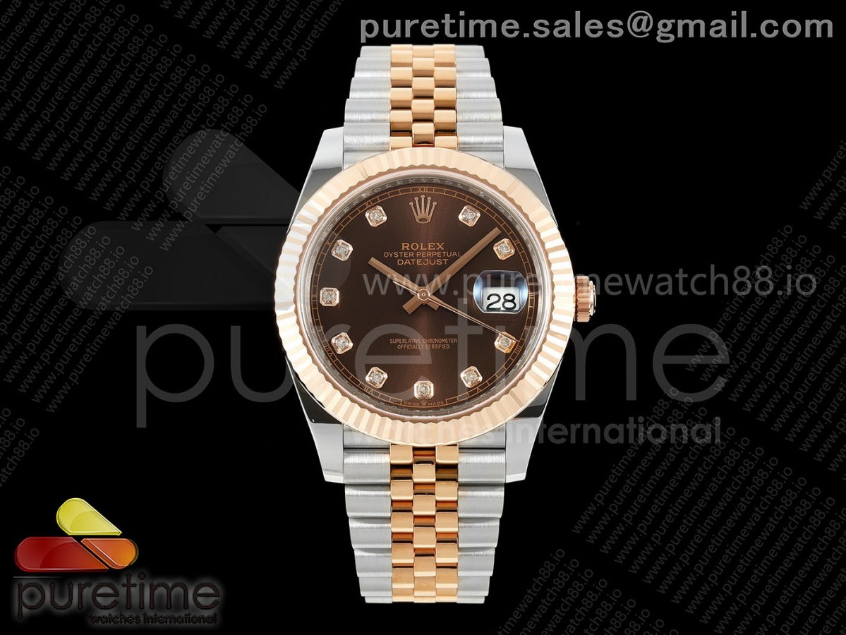 DateJust 41 126331 SS/RG RCF Brown Diamonds Dial on Jubilee Bracelet JH3235