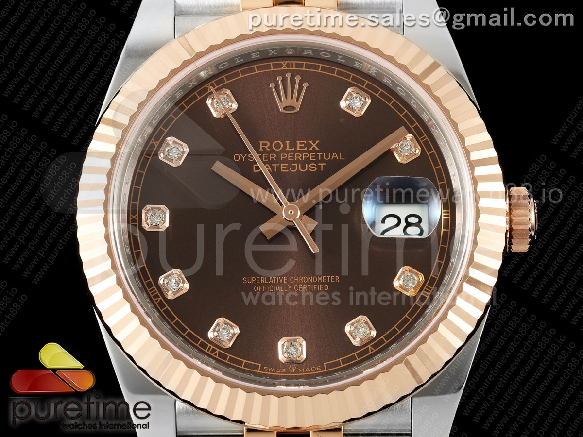 DateJust 41 126331 SS/RG RCF Brown Diamonds Dial on Jubilee Bracelet JH3235
