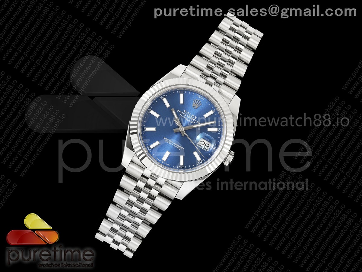 DateJust 41 126334 SS RCF Blue Stick Dial on Jubilee Bracelet JH3235