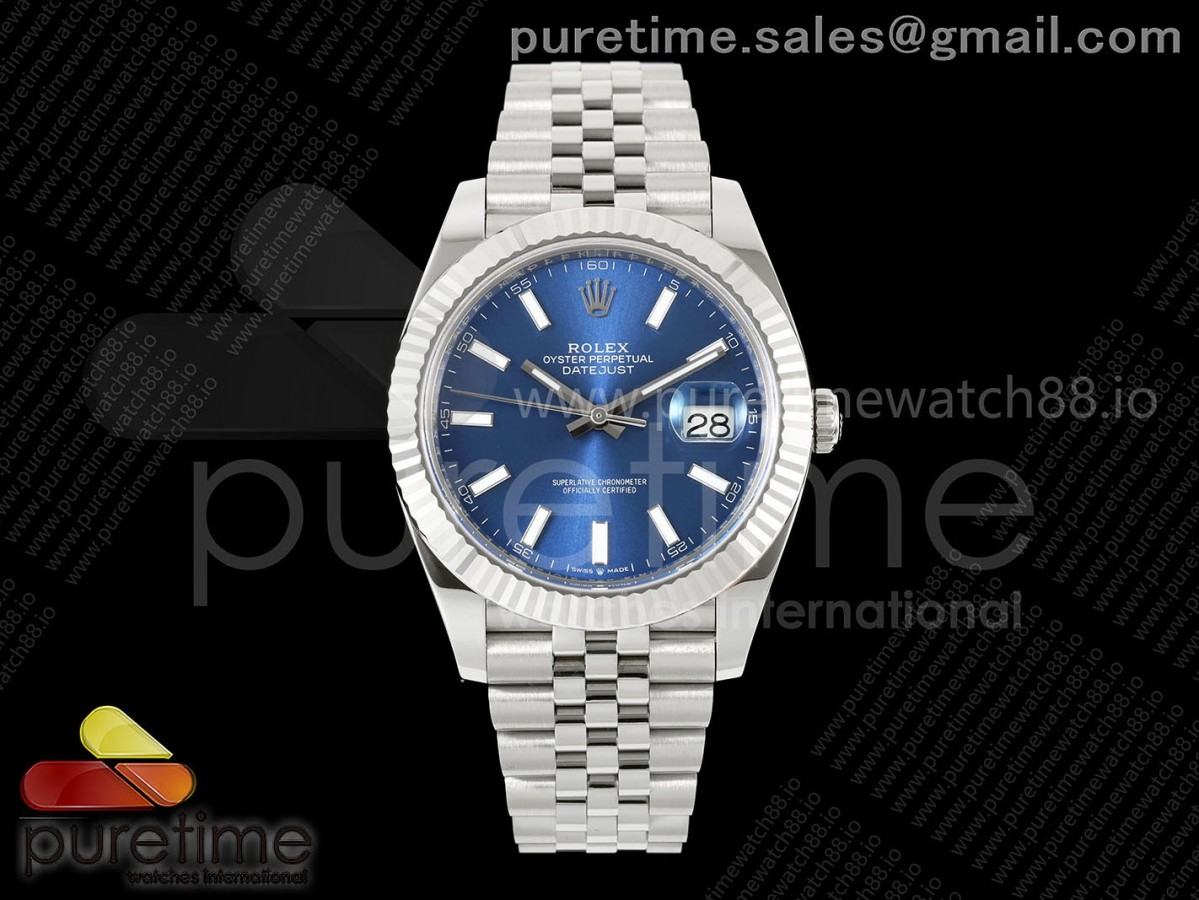 DateJust 41 126334 SS RCF Blue Stick Dial on Jubilee Bracelet JH3235