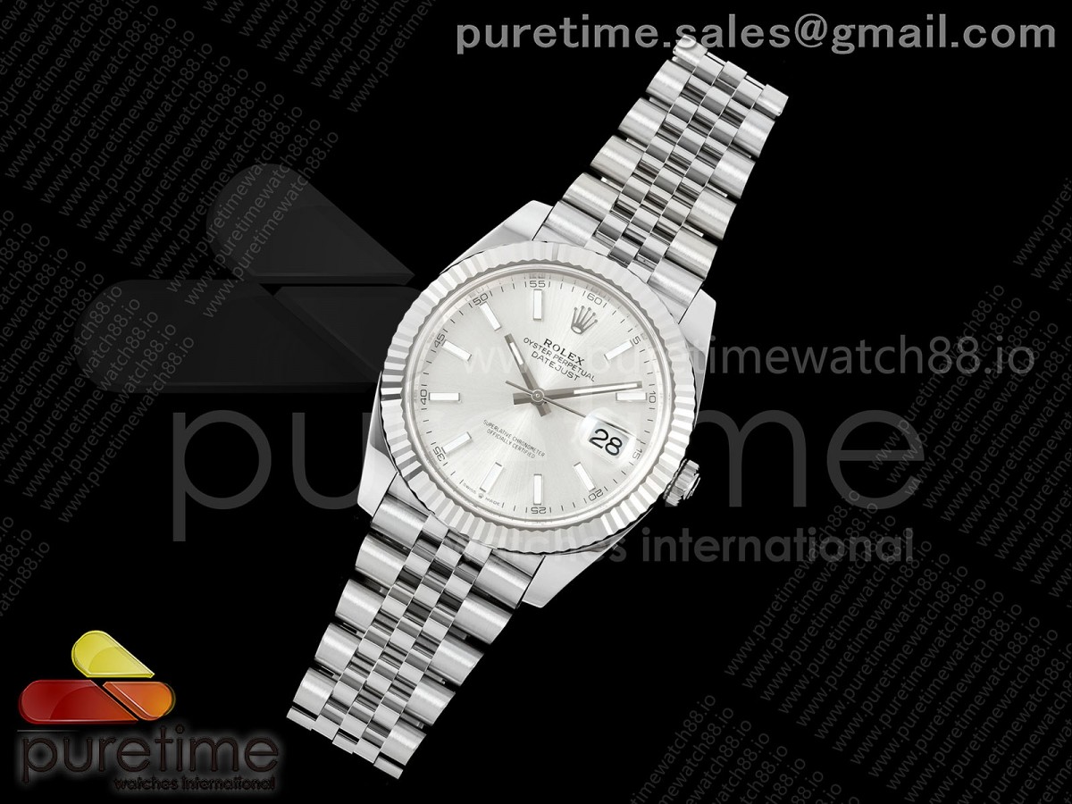 DateJust 41 126334 SS RCF Silver Stick Dial on Jubilee Bracelet JH3235
