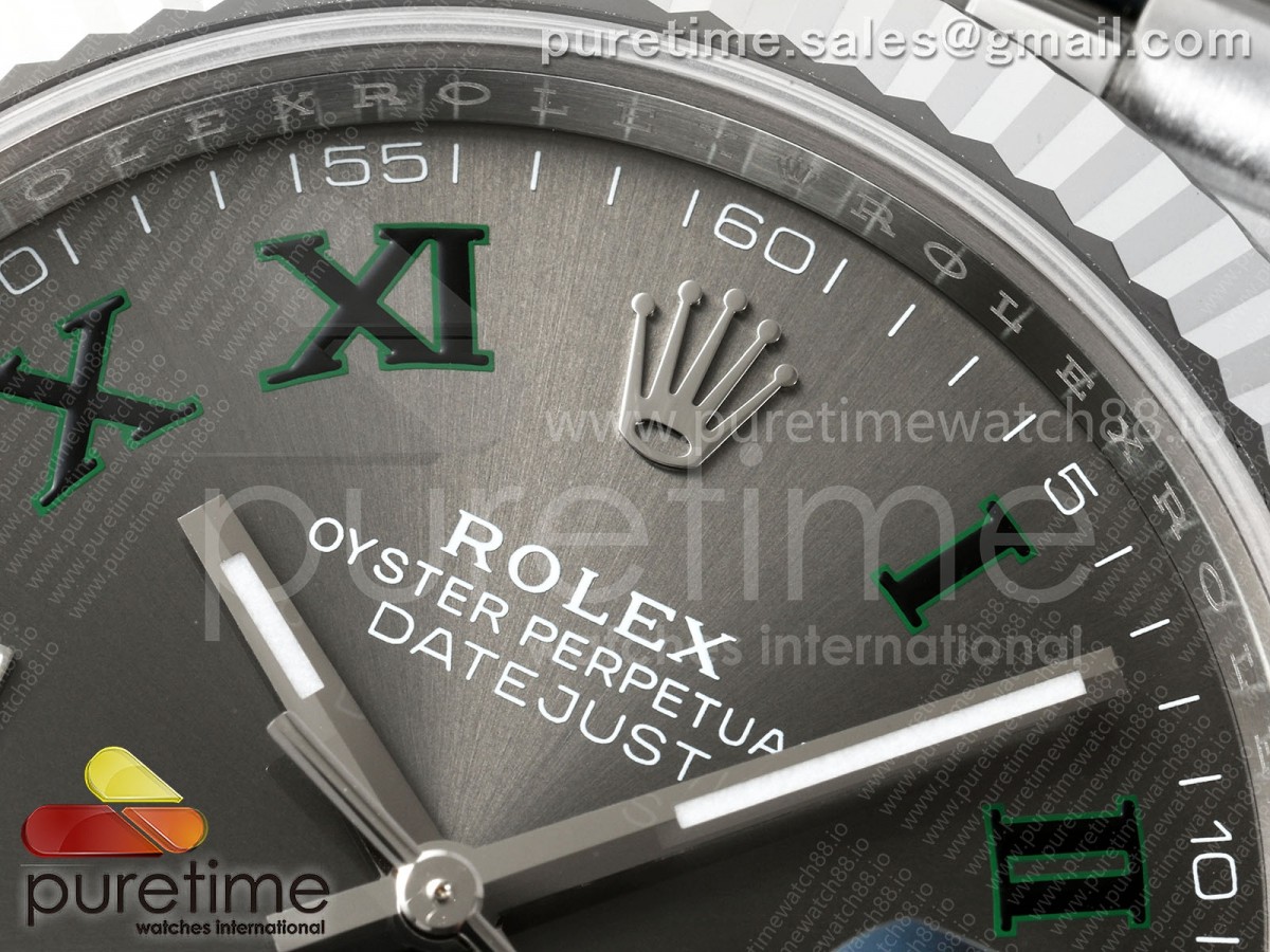 DateJust 41 126334 SS RCF Gray Dial Green Roman Dial on Jubilee Bracelet JH3235