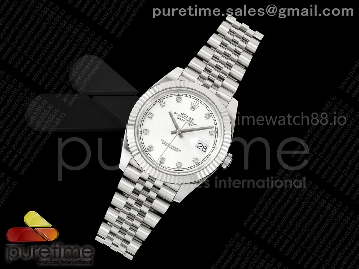 DateJust 41 126334 SS RCF White Diamonds Dial on Jubilee Bracelet JH3235